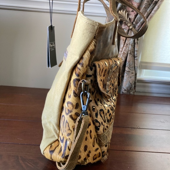 Myra Bag Leopard Print Wild In Woods Leather & Hair on Hide Bag - Picture 5 of 7